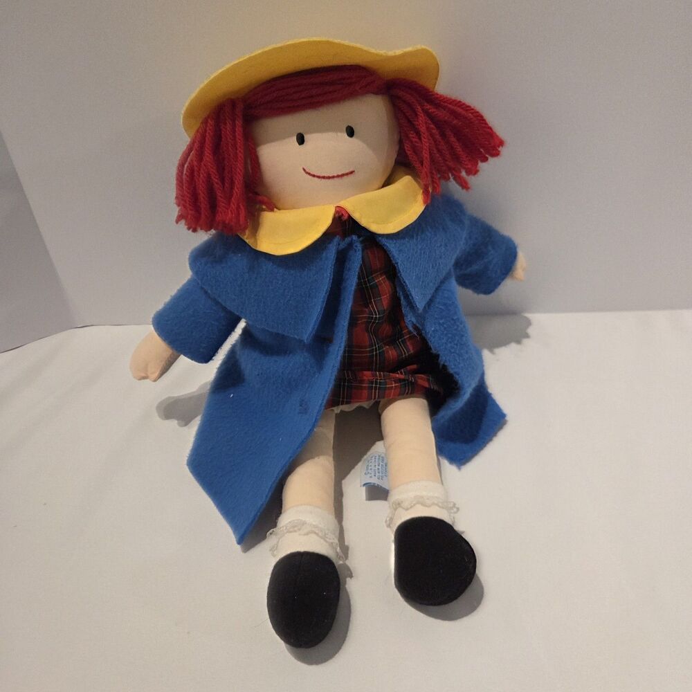 VTG Madeline Plush Doll 15” Blue Coat 1994 Eden Toys Soft Rag Doll Coat & Hat